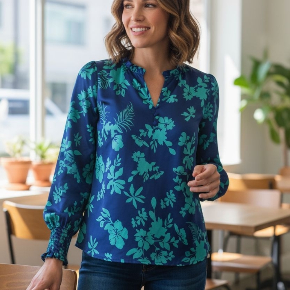 Floral Blue Blouse